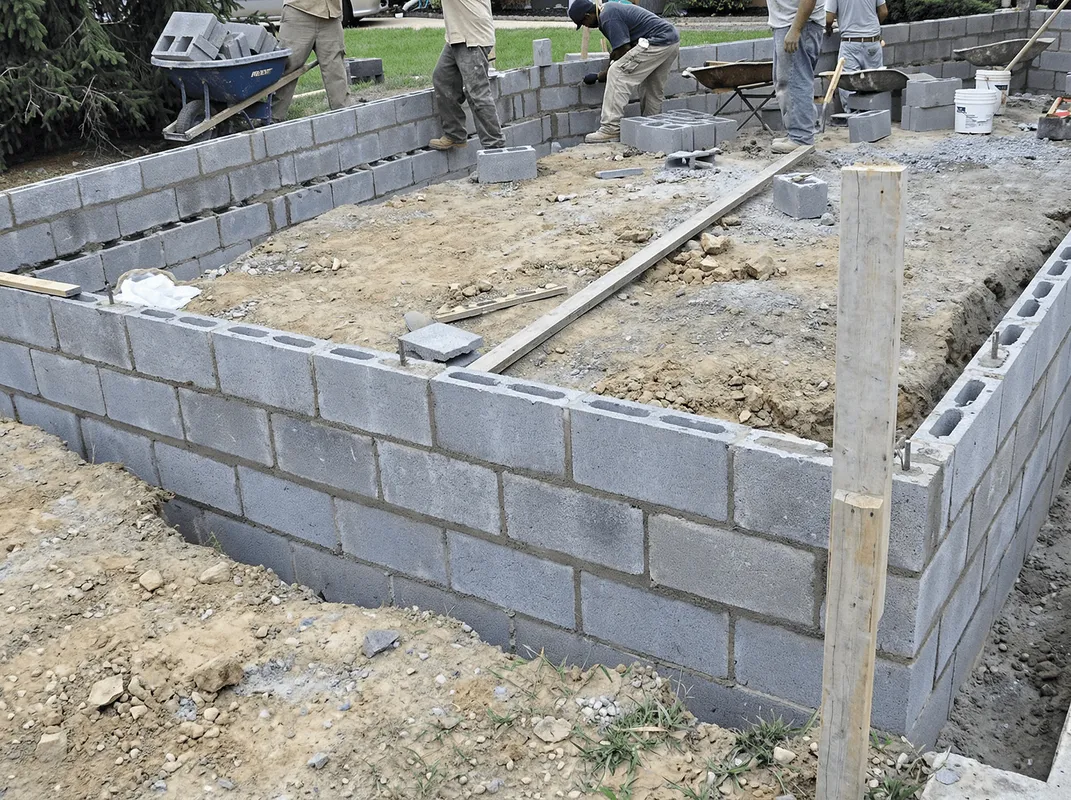 Professionals building a foundation with blocks in Allentown, PA